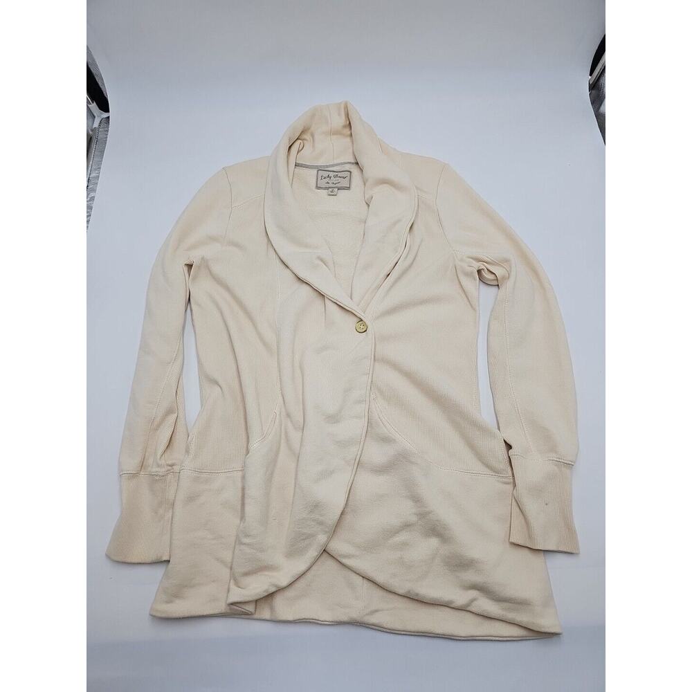 Lucky Brand Size Medium Cardigan Sweatshirt Jacket Cover Button Womens Beige Tan